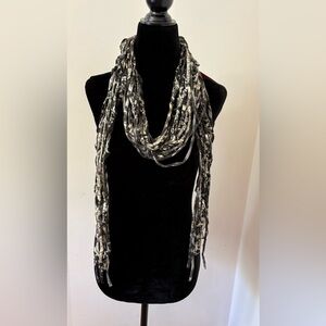 NEW Dona Bela Shreds FIONA Scarf Neckwear Upcycling Textile Remnants Black Gray